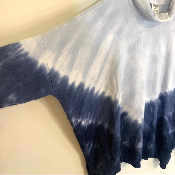 Victoria’s Secret PINK Blue Tie Dye Ombré Turtleneck Tunic Oversize Large - Picture 6 of 12